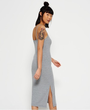 Superdry Midi Slip Női Ruhák Szürke/Fehér/Csíkok | OFPLS5390